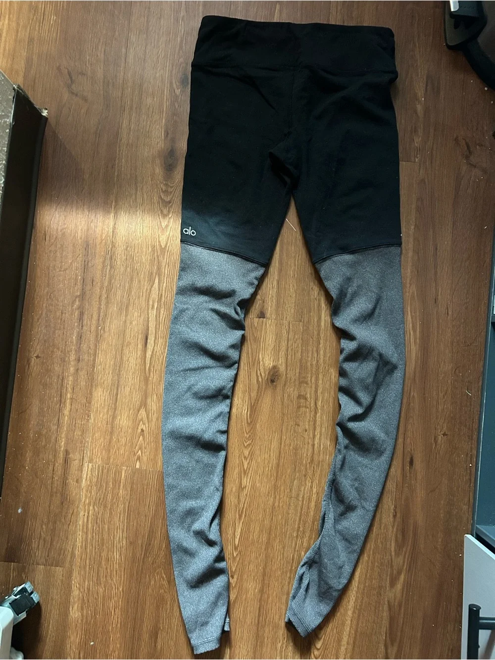 ALO Yoga Black Leggings with Attached Gray Tights